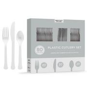 Festive Green Heavy-Duty Plastic Cutlery Set for 20 Guests, 80ct